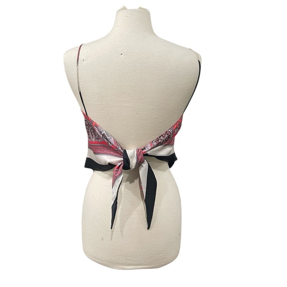 Zara Scarf Bandana Print Tie Back Top SZ S - Picture 4 of 7